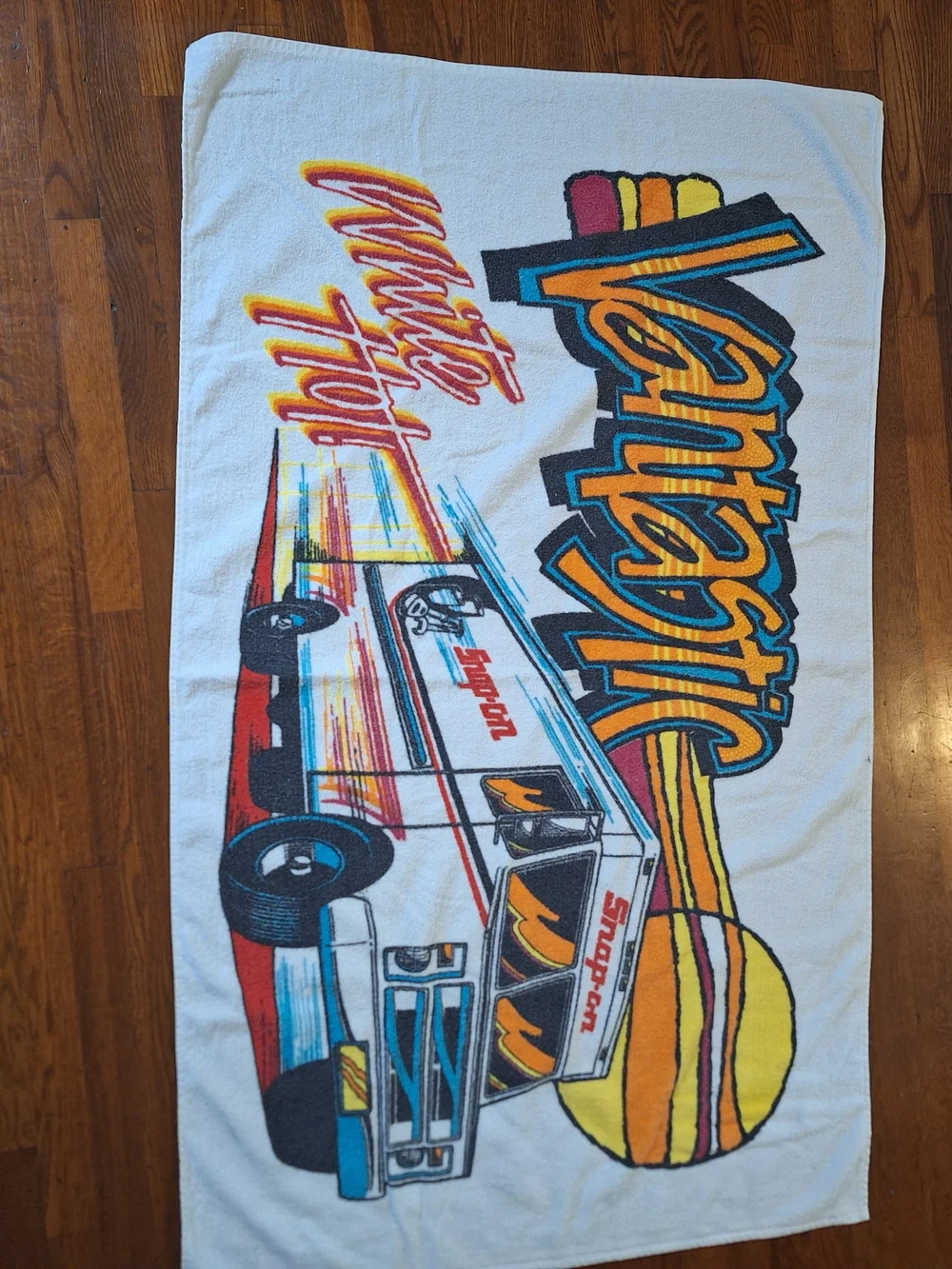Vintage Snap-on Vantastic White Hot Graphic Beach Towel - Multicolor